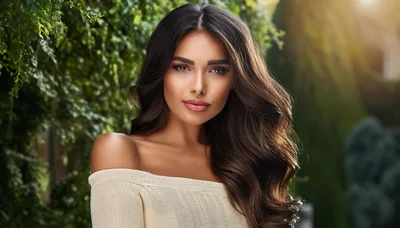 Portrait Of A Beautiful Woman With Long Wavy Hair