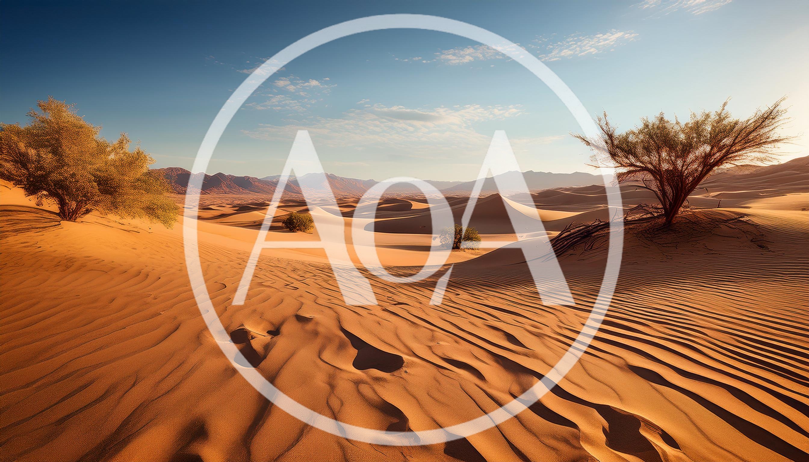 Vast Desert Landscape With Sand Dunes And Trees