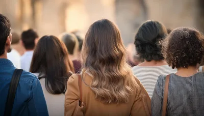 Diverse Group Of People Walking Together Outdoors