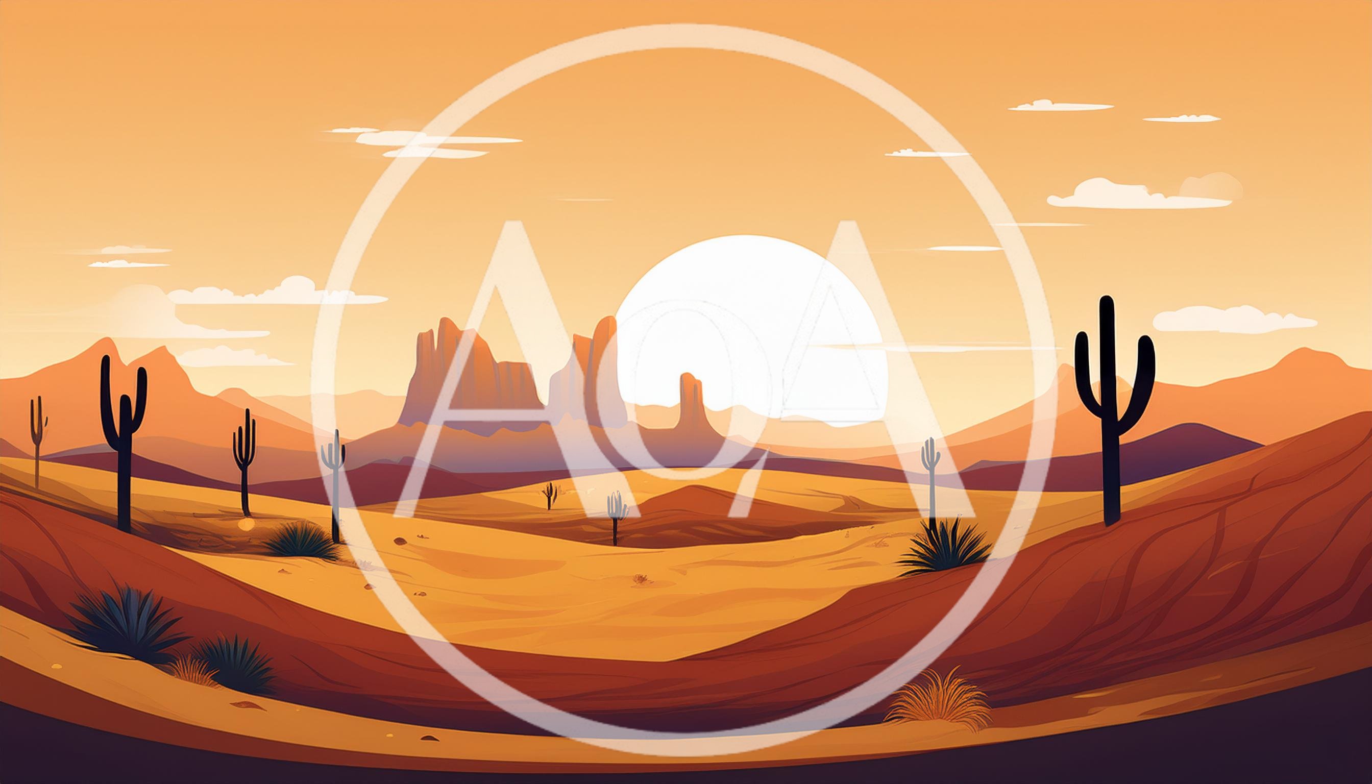 Desert Landscape With Cacti And Monument Valley Buttes