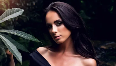 Portrait Of A Beautiful Woman In A Tropical Forest