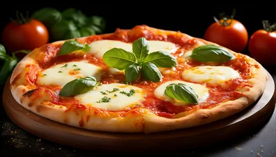 Fresh Margherita Pizza With Basil And Tomatoes