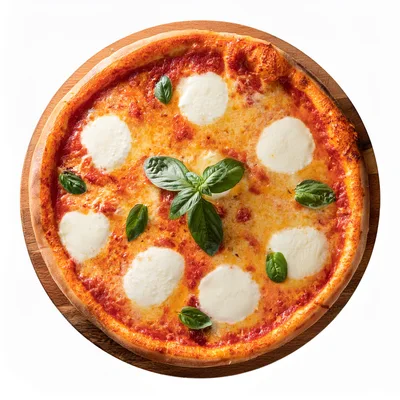 Fresh Margherita Pizza on Wooden Serving Board