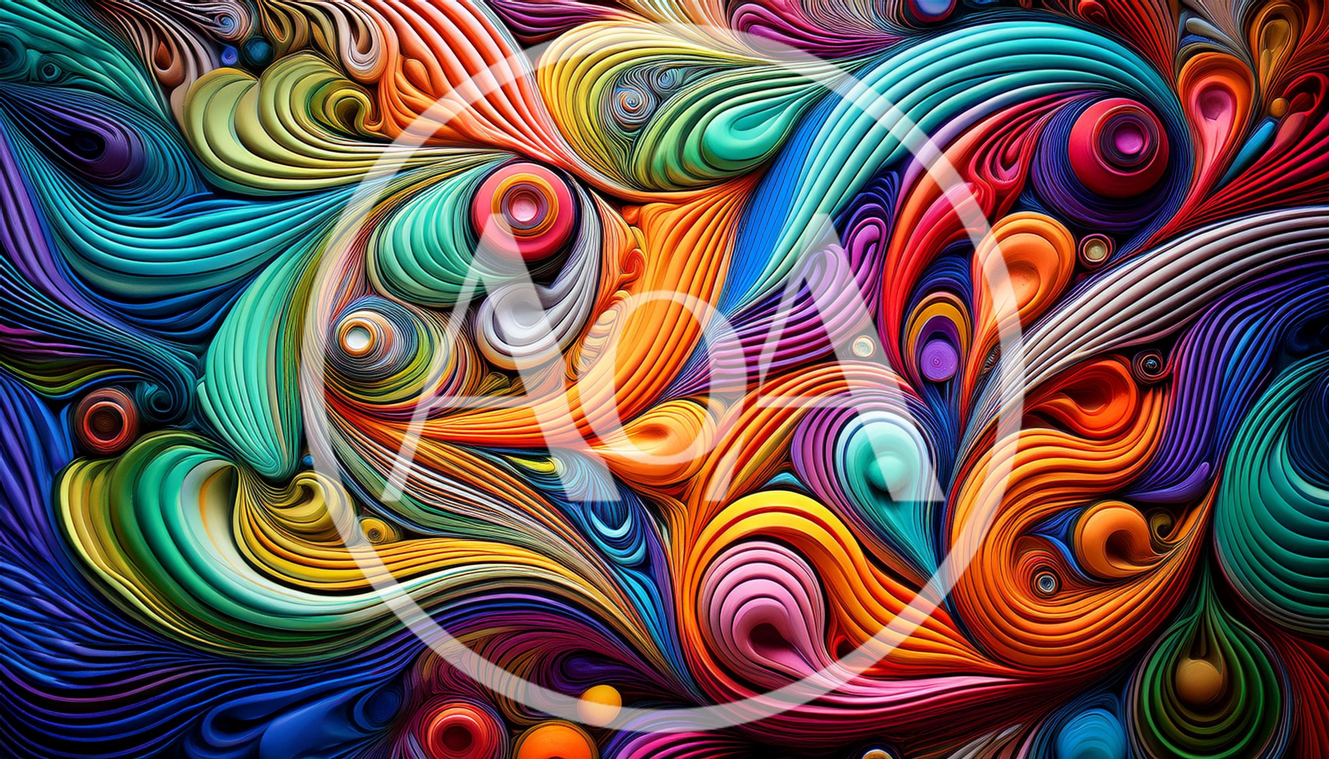 Abstract Colorful Swirling Liquid Paint Texture