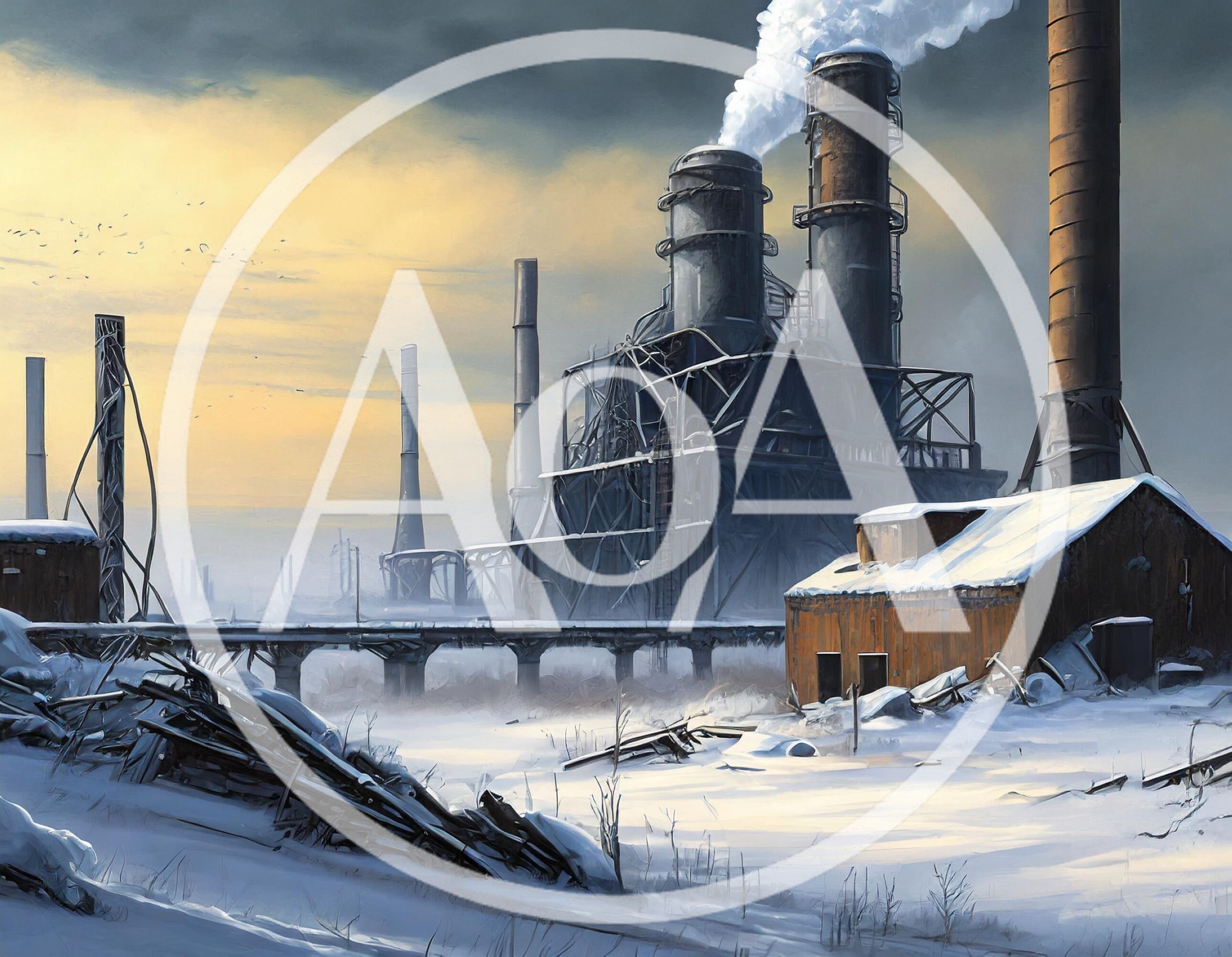 Industrial Factory Complex In A Snowy Winter Landscape