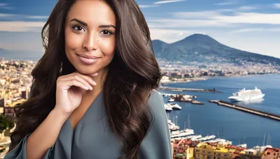 Portrait Of A Beautiful Woman Overlooking Naples Bay