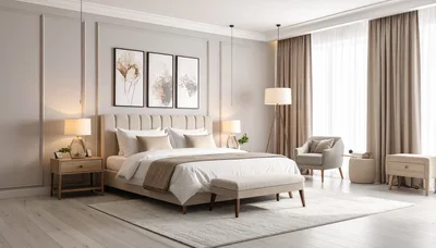 Modern Minimalist Bedroom Interior With Neutral Tones