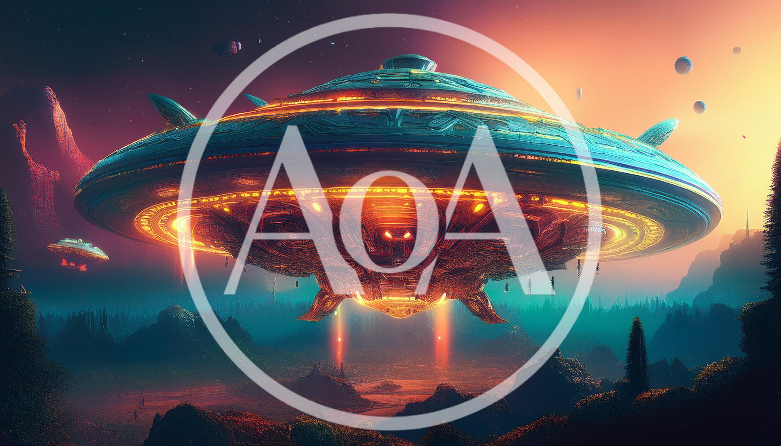 Large Alien Spaceship Hovering Over An Alien Landscape