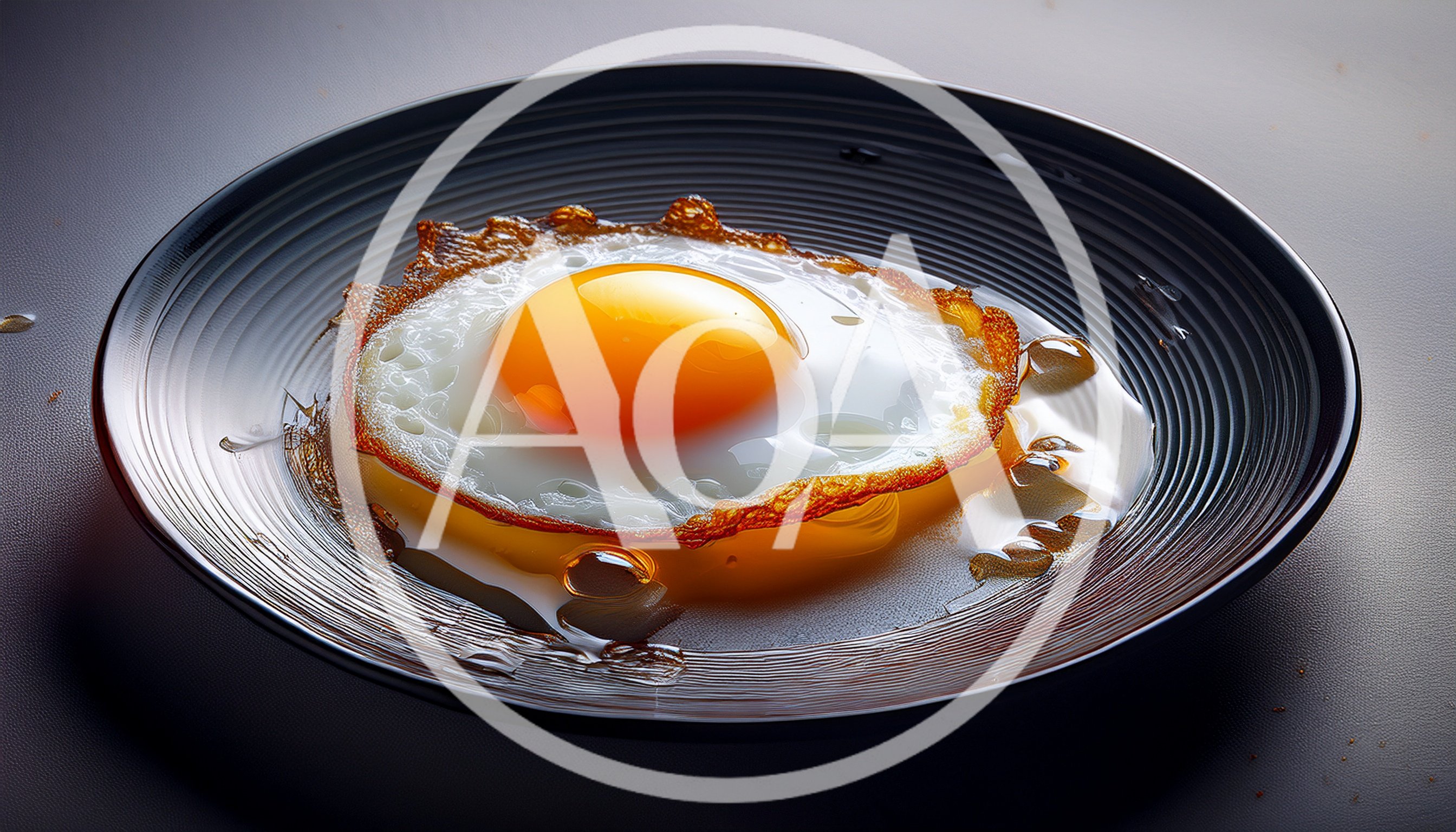 Single Fried Egg on a Dark Textured Plate