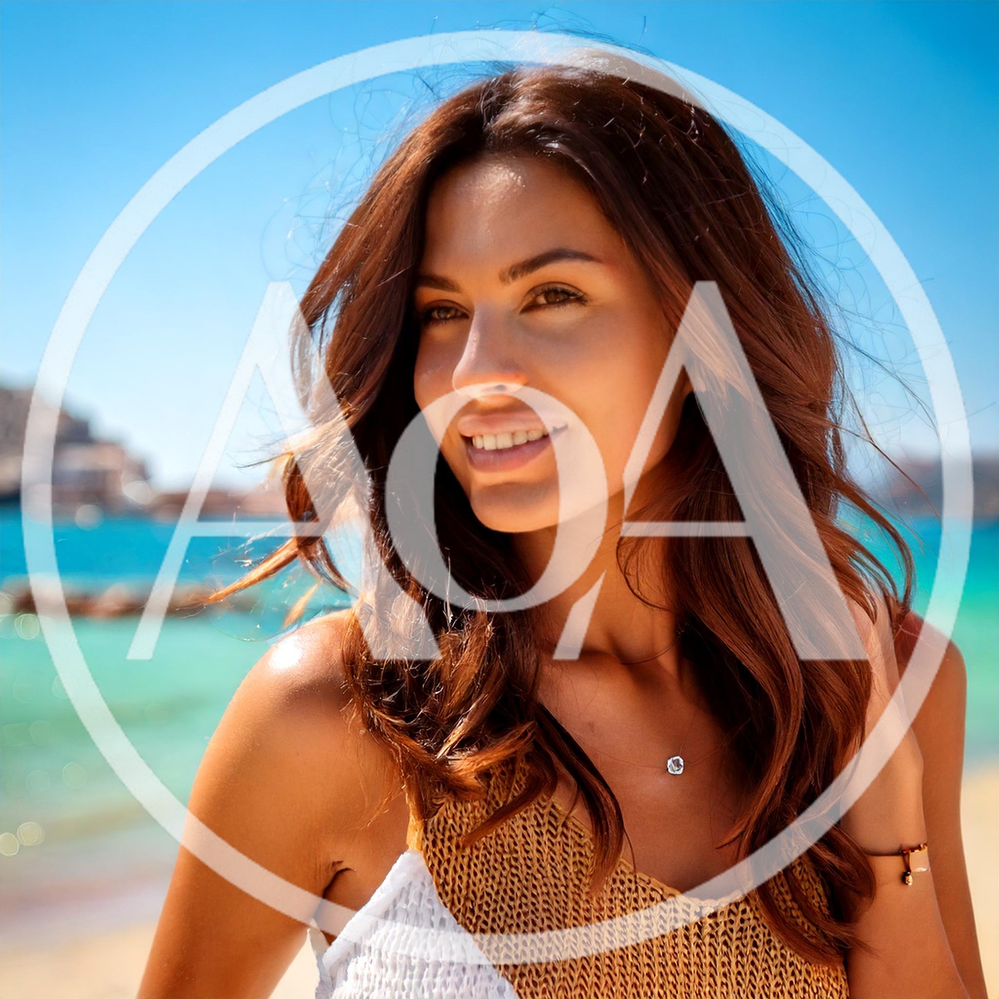 Beautiful Woman Smiling On A Sunny Beach