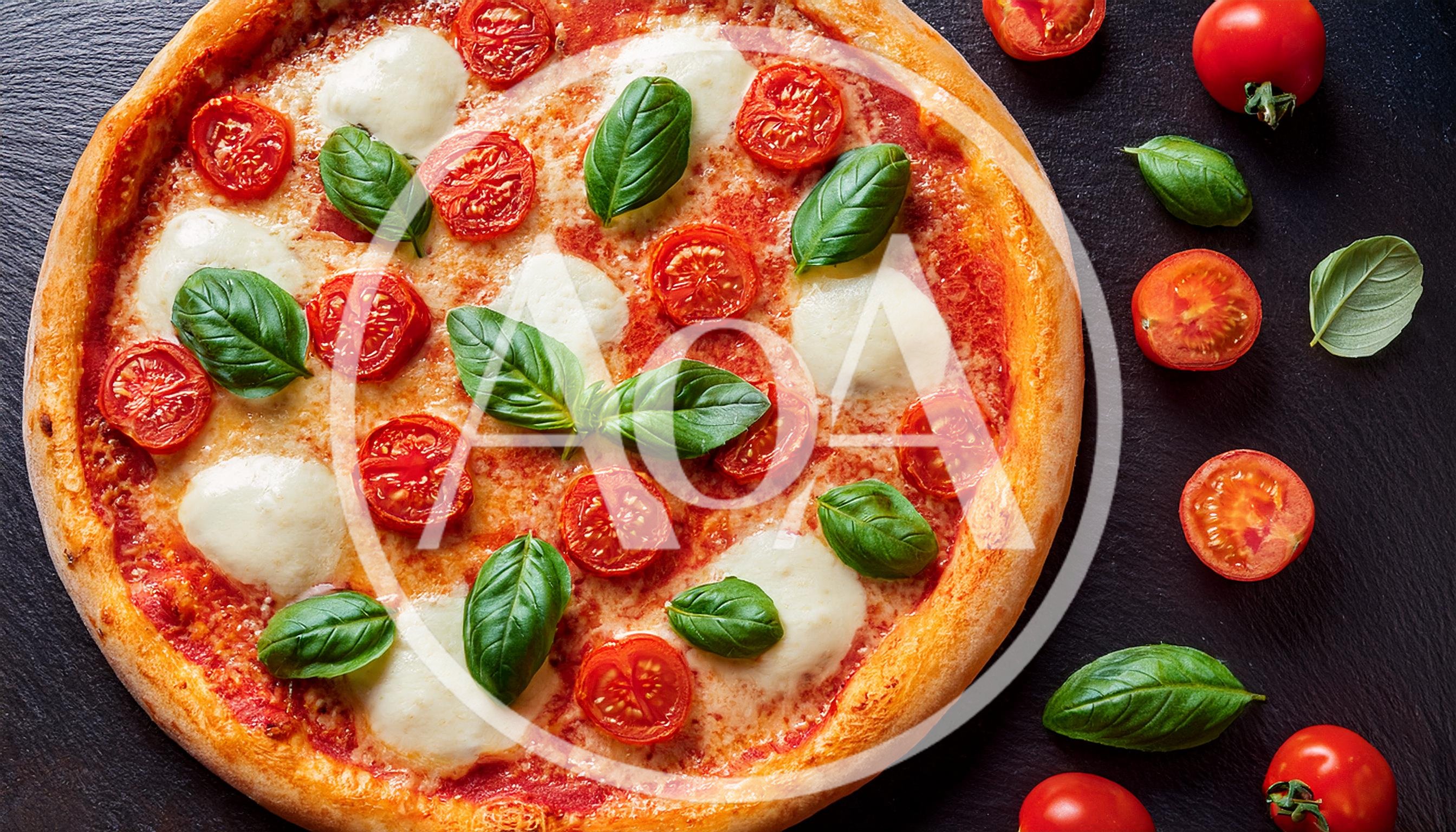 Fresh Margherita Pizza With Cherry Tomatoes And Basil