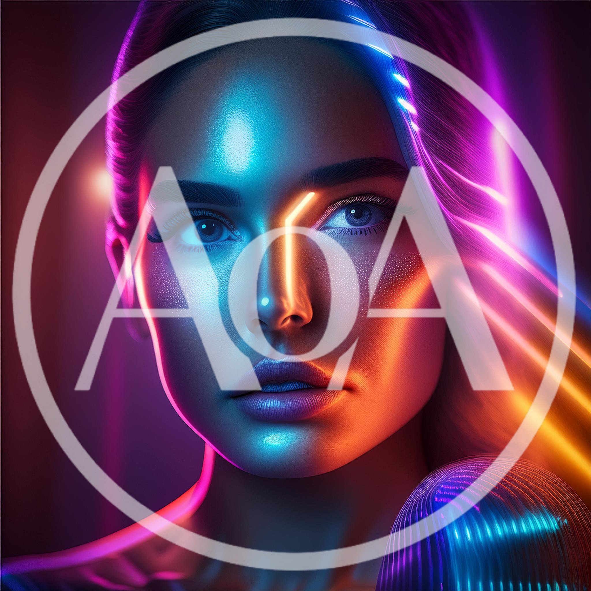 Portrait Of A Woman With Neon Cyberpunk Lighting