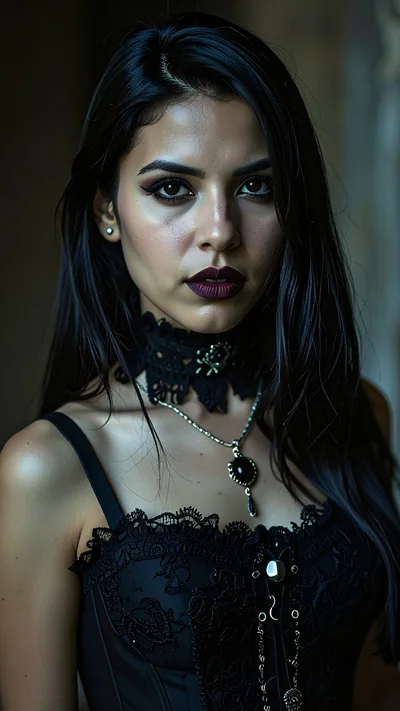 Portrait Of A Gothic Woman In Lace Corset