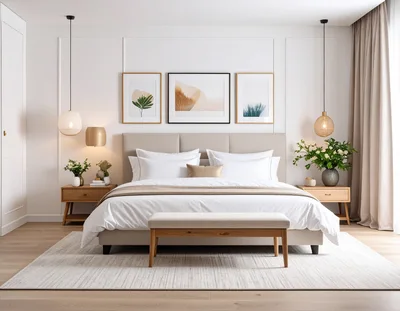 Modern Minimalist Bedroom Interior With Neutral Decor