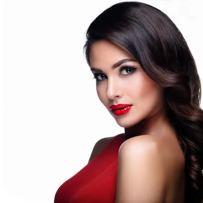 Portrait Of A Beautiful Woman With Red Lips