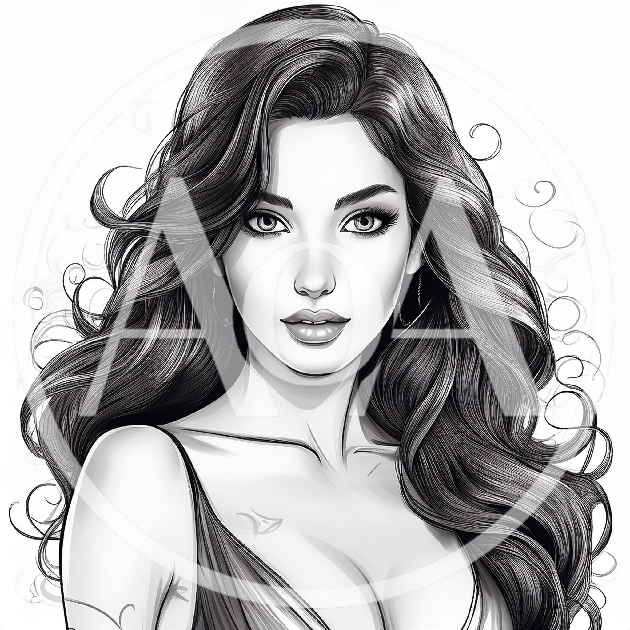 Black and White Portrait of a Beautiful Woman