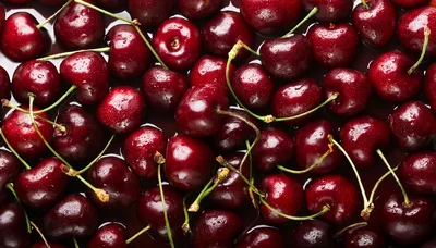 Fresh Ripe Red Cherries Background