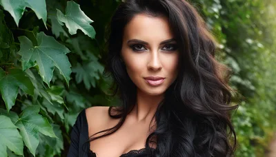 Portrait Of A Beautiful Woman With Long Dark Hair