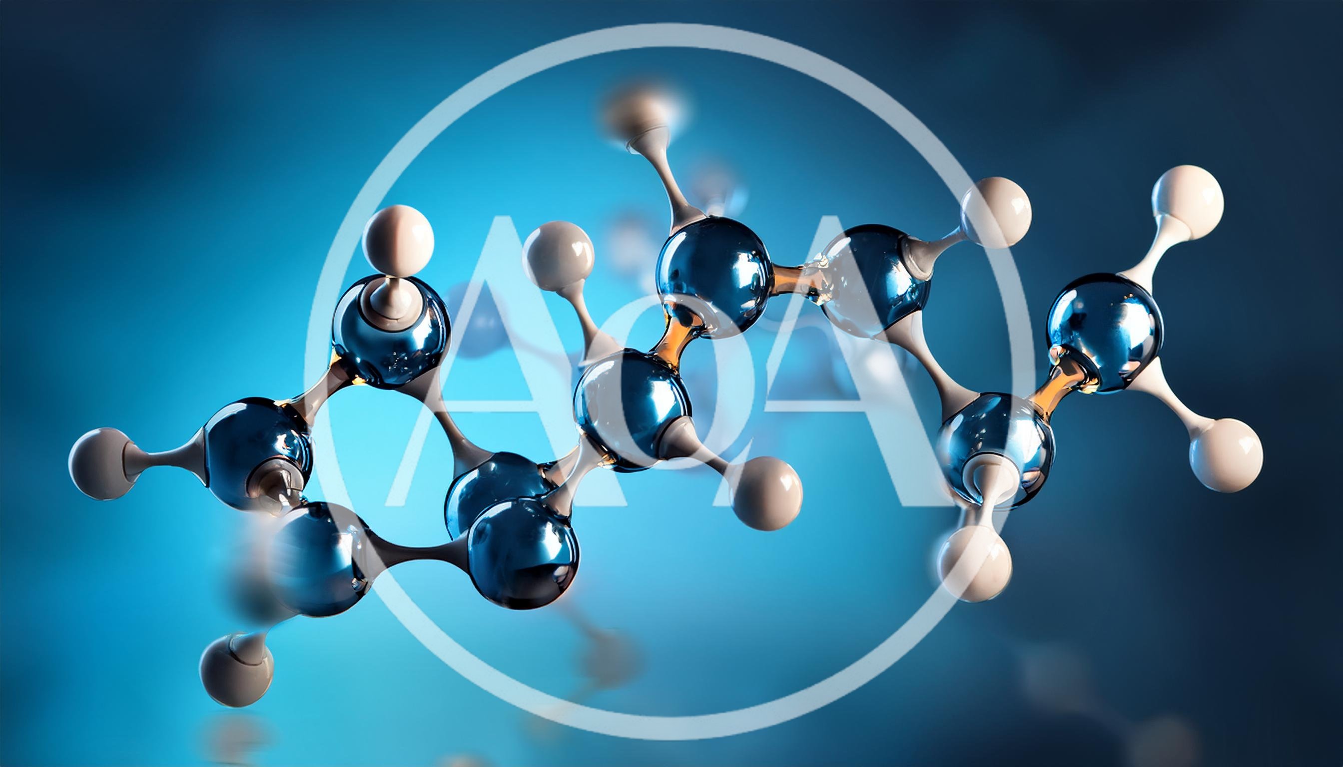 3D Molecular Structure Model Floating In Blue Space