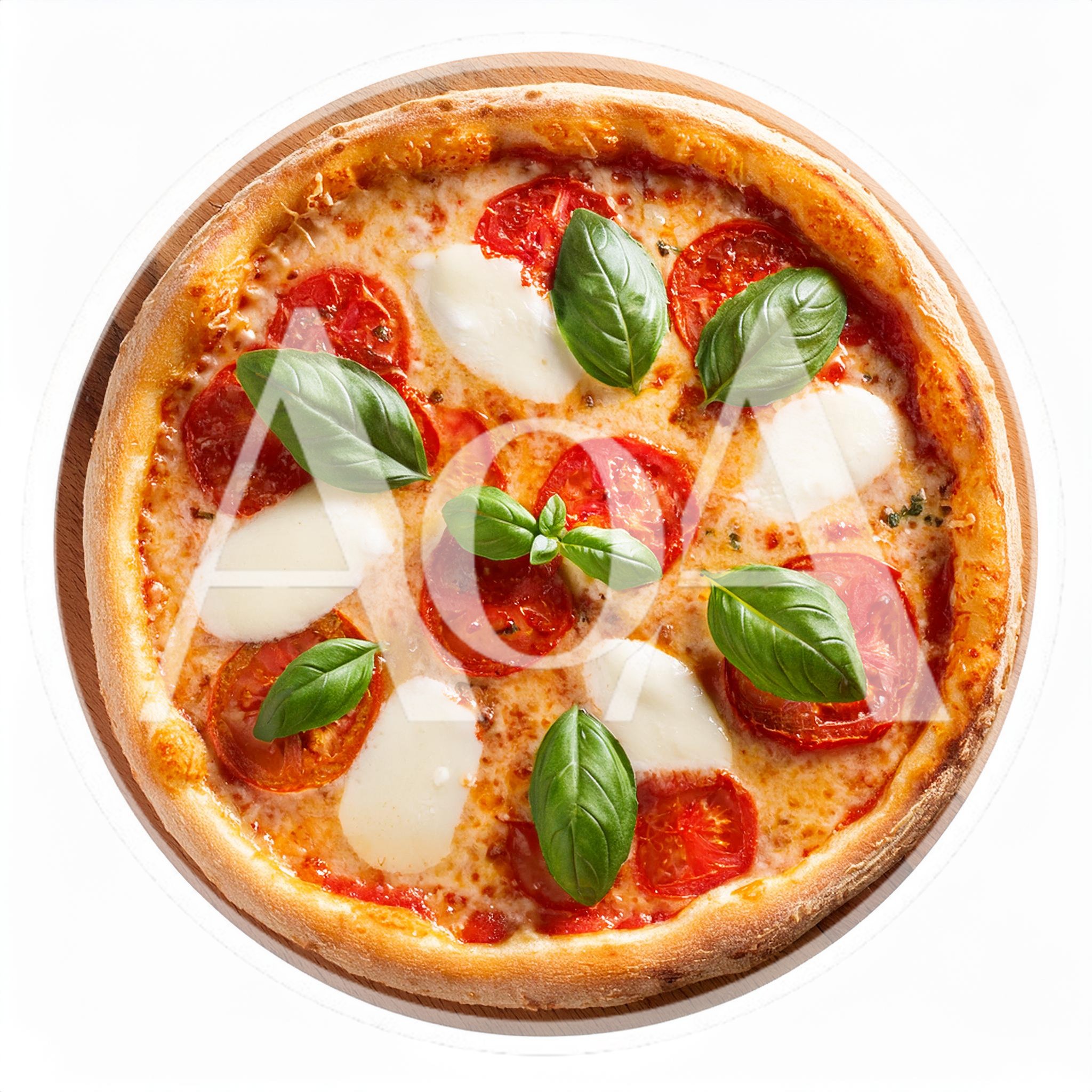 Fresh Margherita Pizza On A Wooden Serving Board