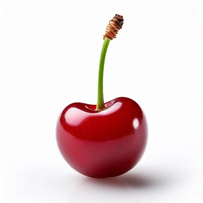 Single Fresh Red Cherry With Stem