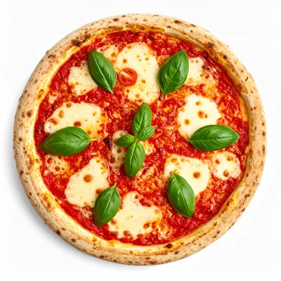 Fresh Margherita Pizza With Basil Leaves