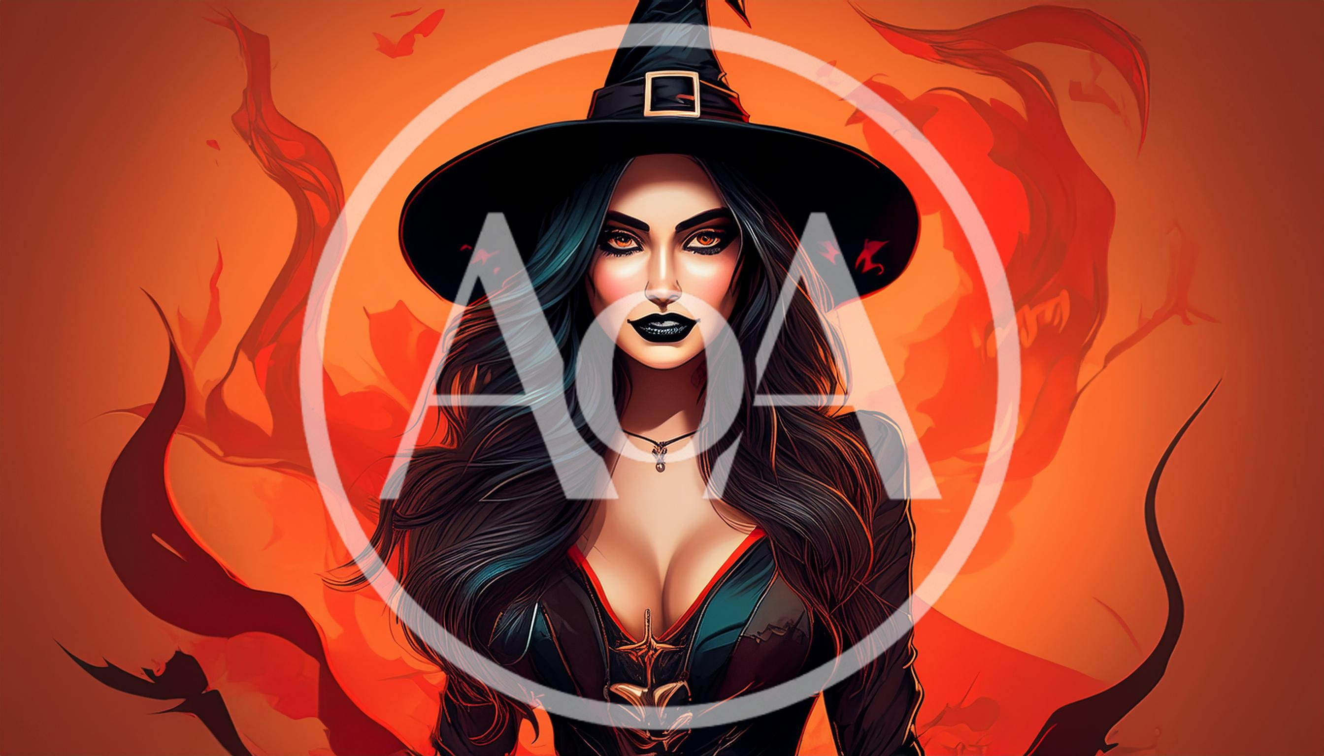 Portrait Of A Beautiful Witch With Long Dark Hair
