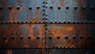 Weathered Industrial Metal Plate With Rivets