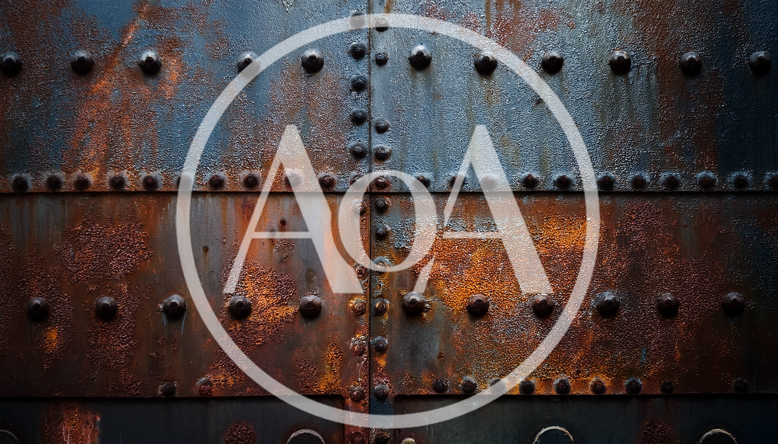 Weathered Industrial Metal Plate With Rivets