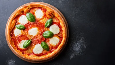 Fresh Margherita Pizza on Wooden Board