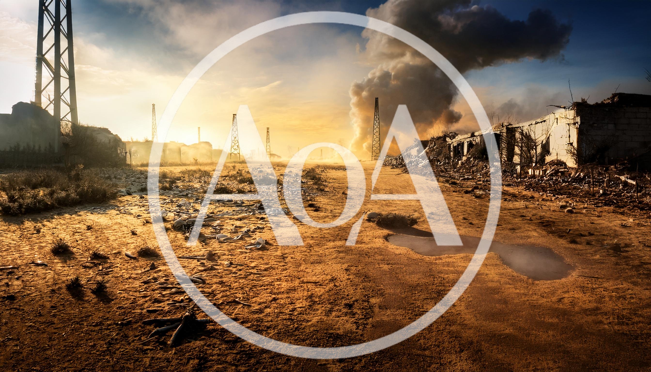 Post-Apocalyptic Industrial Wasteland With Smoke And Ruins