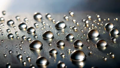 Water Droplets On A Textured Metallic Surface