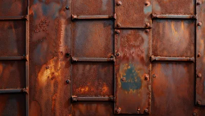 Weathered Metal Surface With Riveted Steel Plates