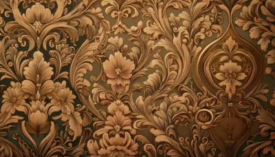 Ornate Baroque Damask Floral Wallpaper Pattern