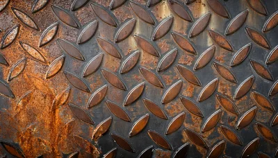 Weathered Diamond Plate Steel Texture With Rust