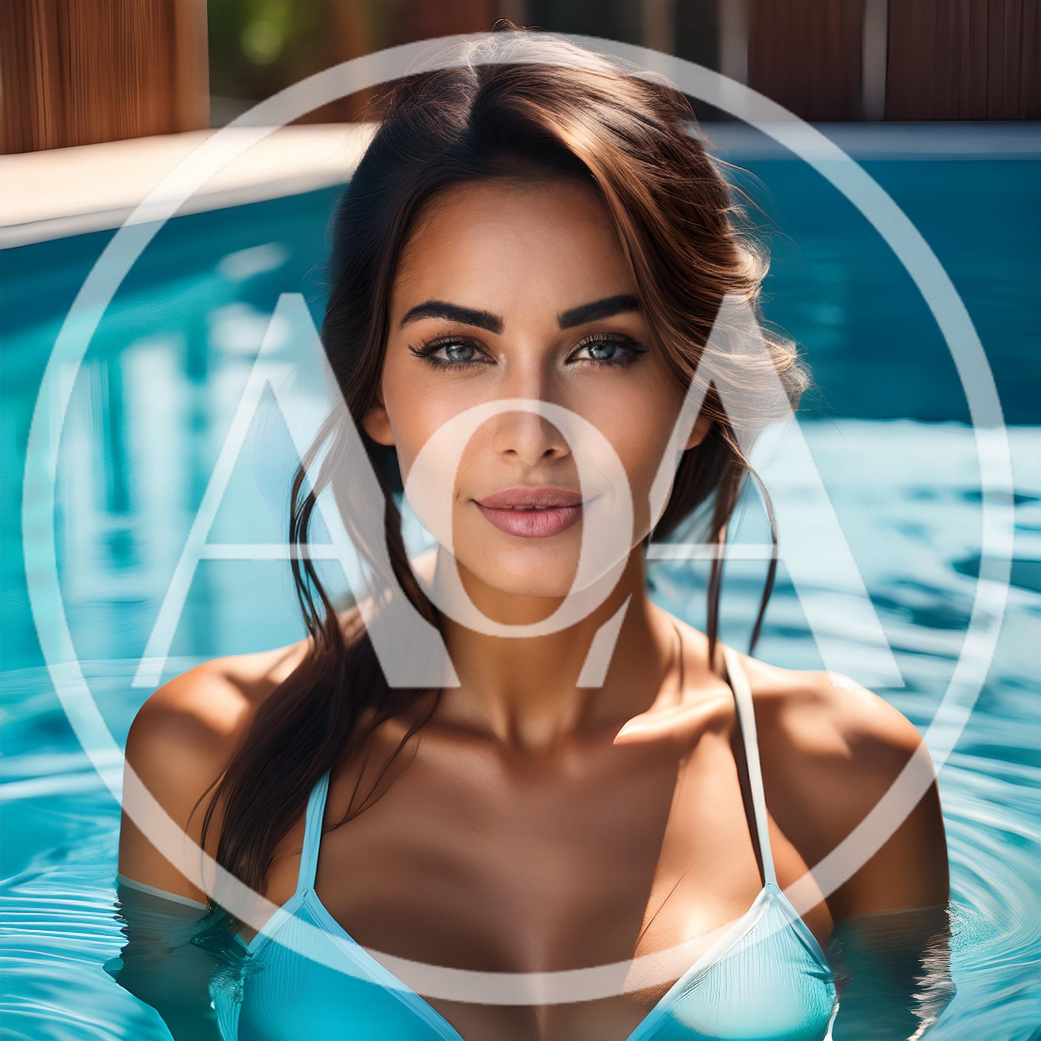 Beautiful Woman Relaxing In A Swimming Pool