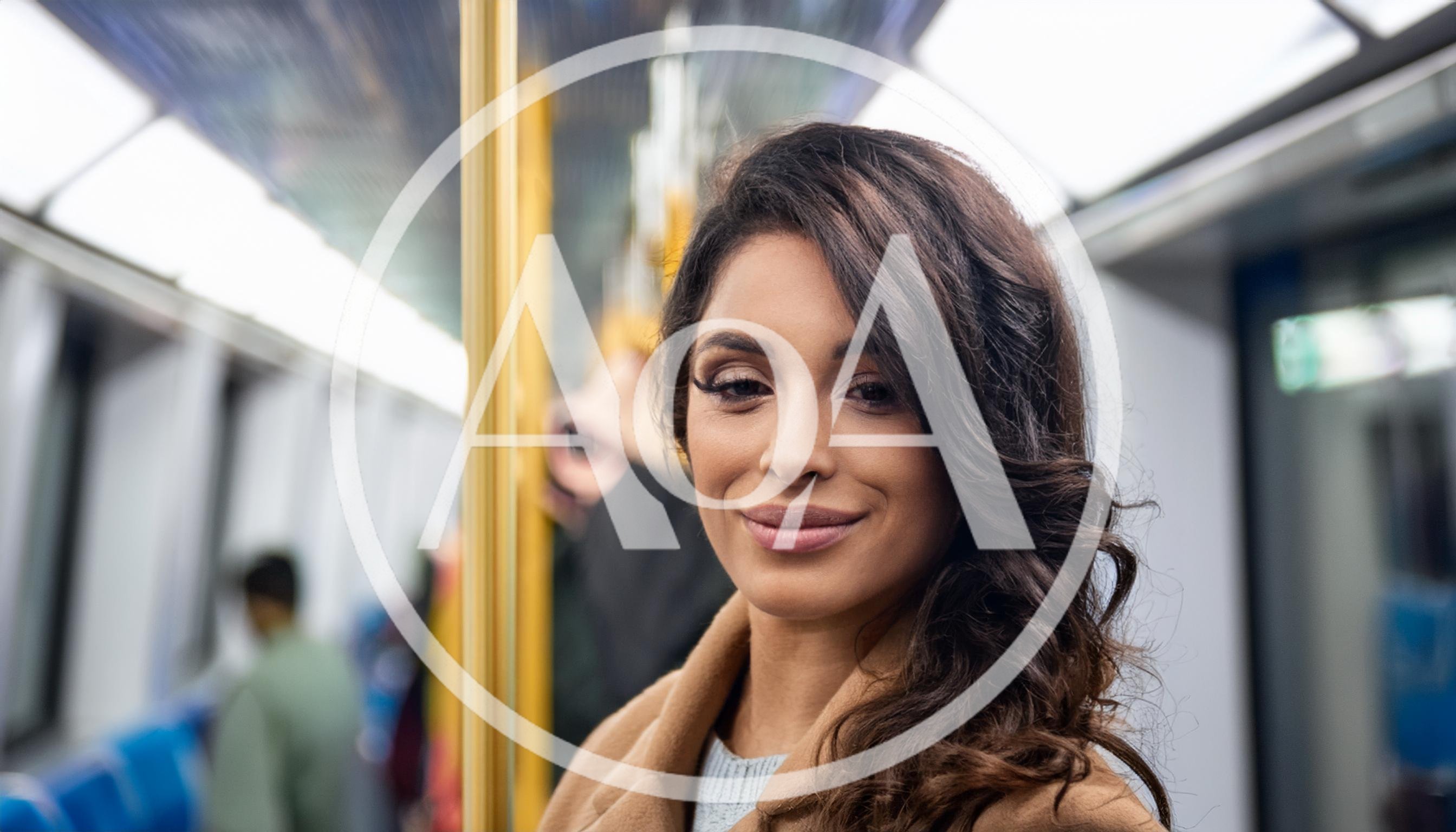 Young Woman Commuting on a Modern Subway Train