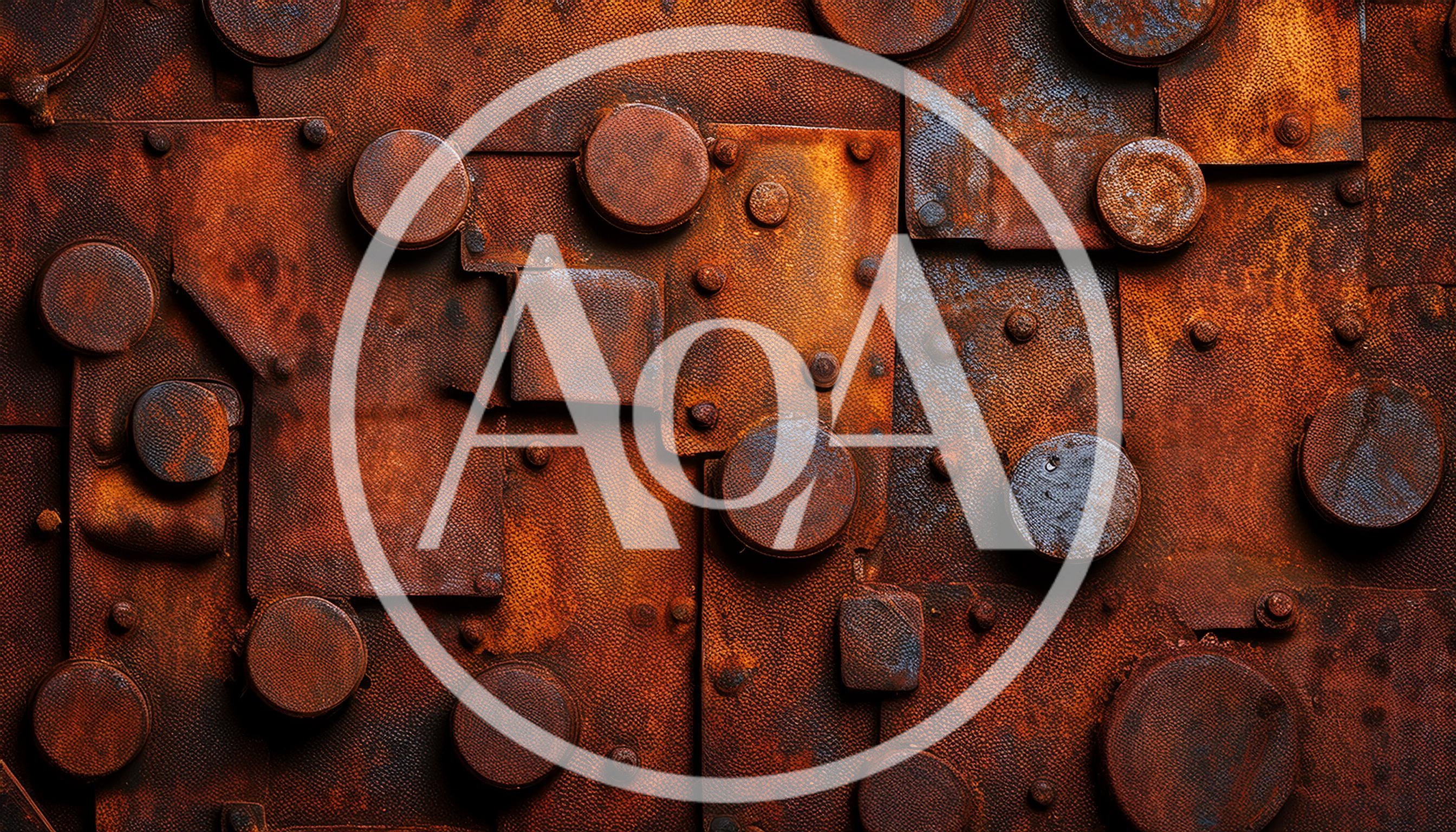 Abstract Background of Rusted Metal Plates and Rivets
