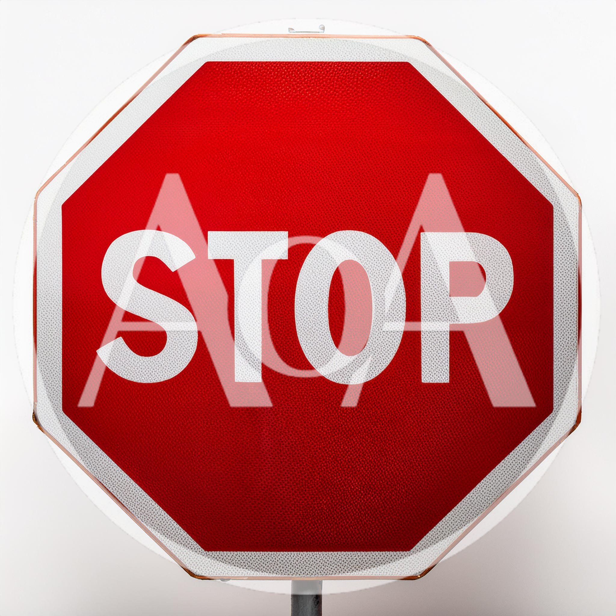 Standard Red Octagonal Stop Sign On White Background
