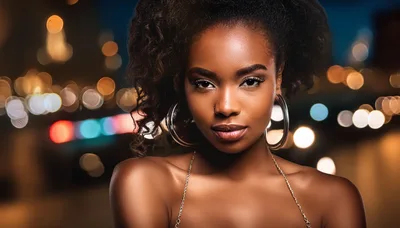 Portrait Of A Beautiful Young Woman With Hoop Earrings