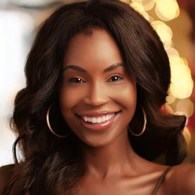 Portrait Of A Smiling Young Woman With Hoop Earrings