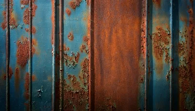 Weathered Corrugated Metal Surface With Heavy Rust Texture