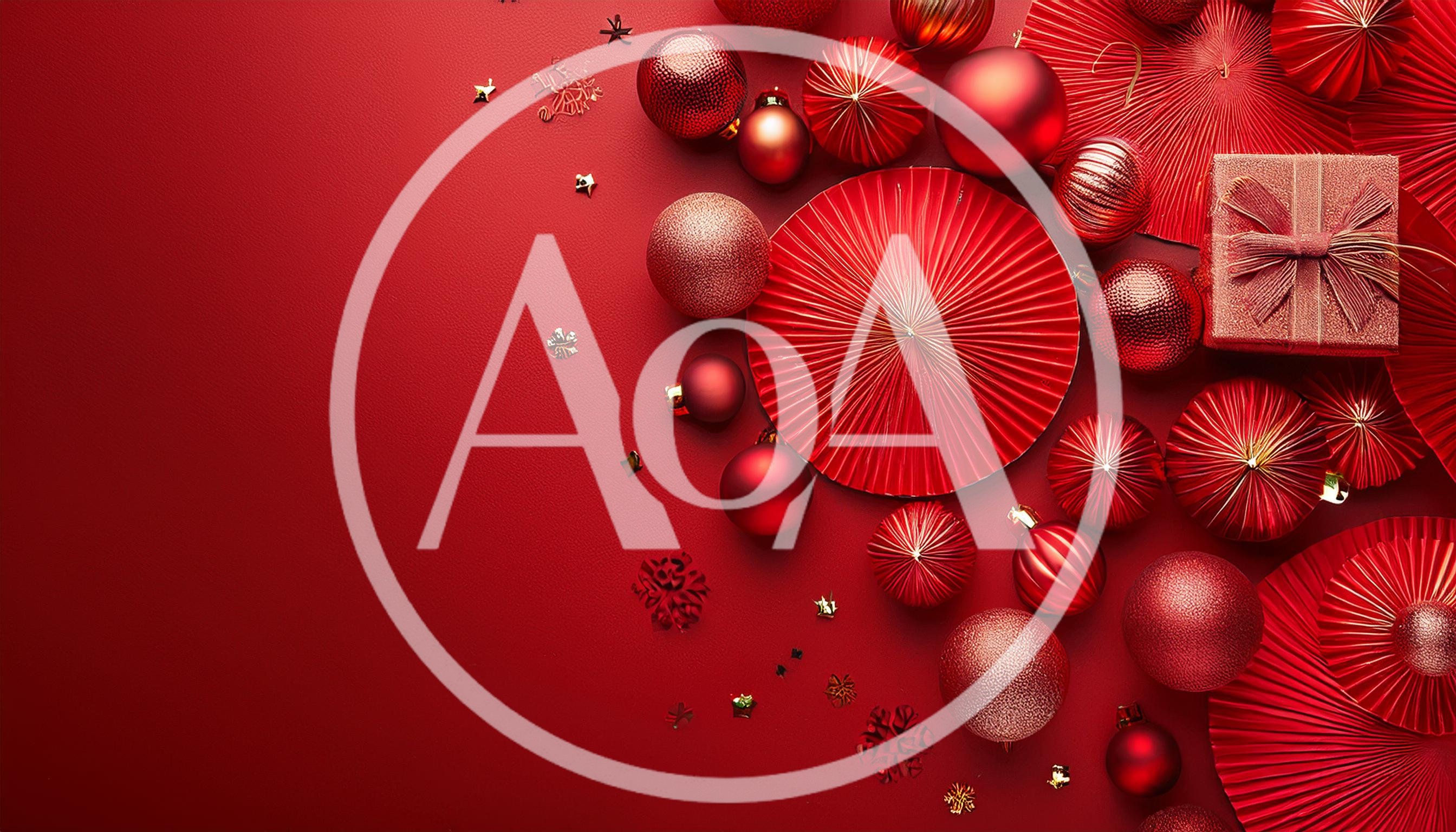 Red Christmas Ornaments and Gift Box Background
