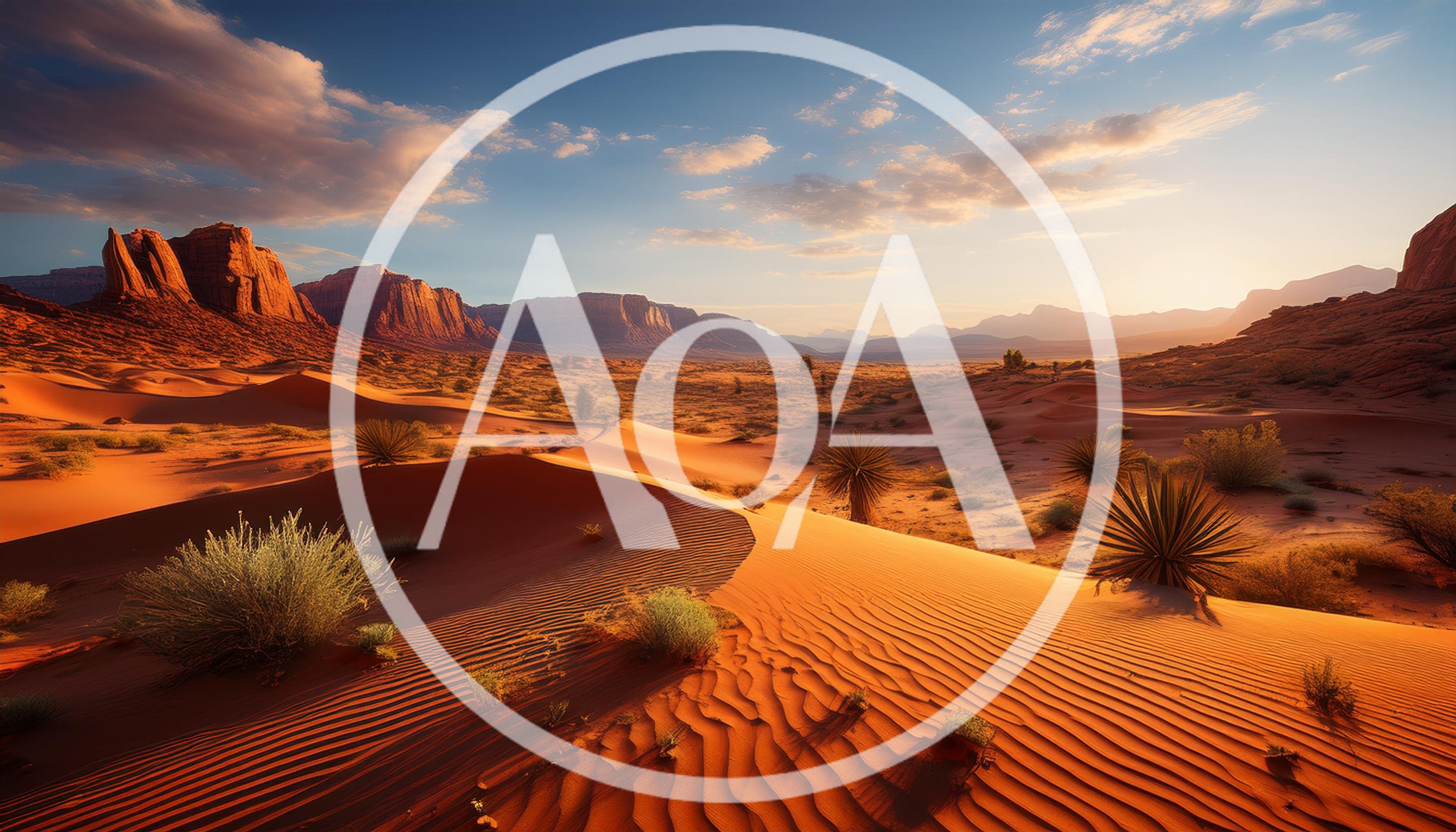 Golden Hour Desert Landscape With Sand Dunes