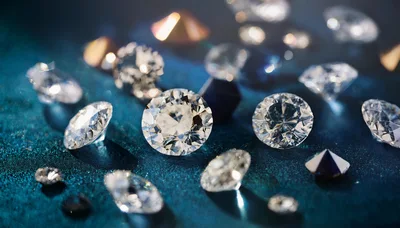 Sparkling Round Cut Diamonds on Dark Blue Fabric