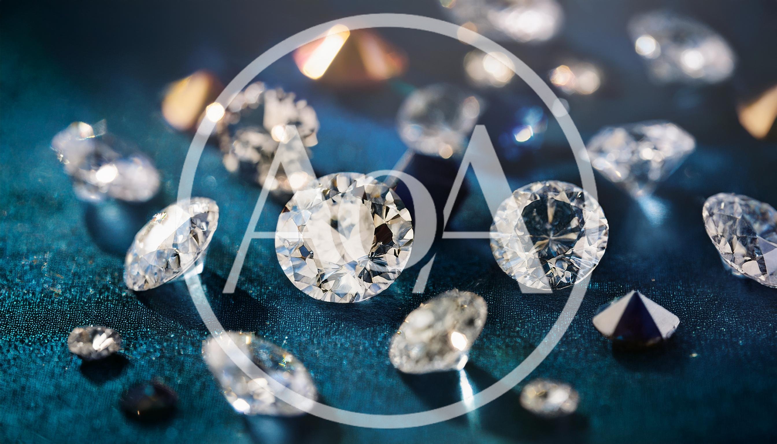 Sparkling Round Cut Diamonds on Dark Blue Fabric