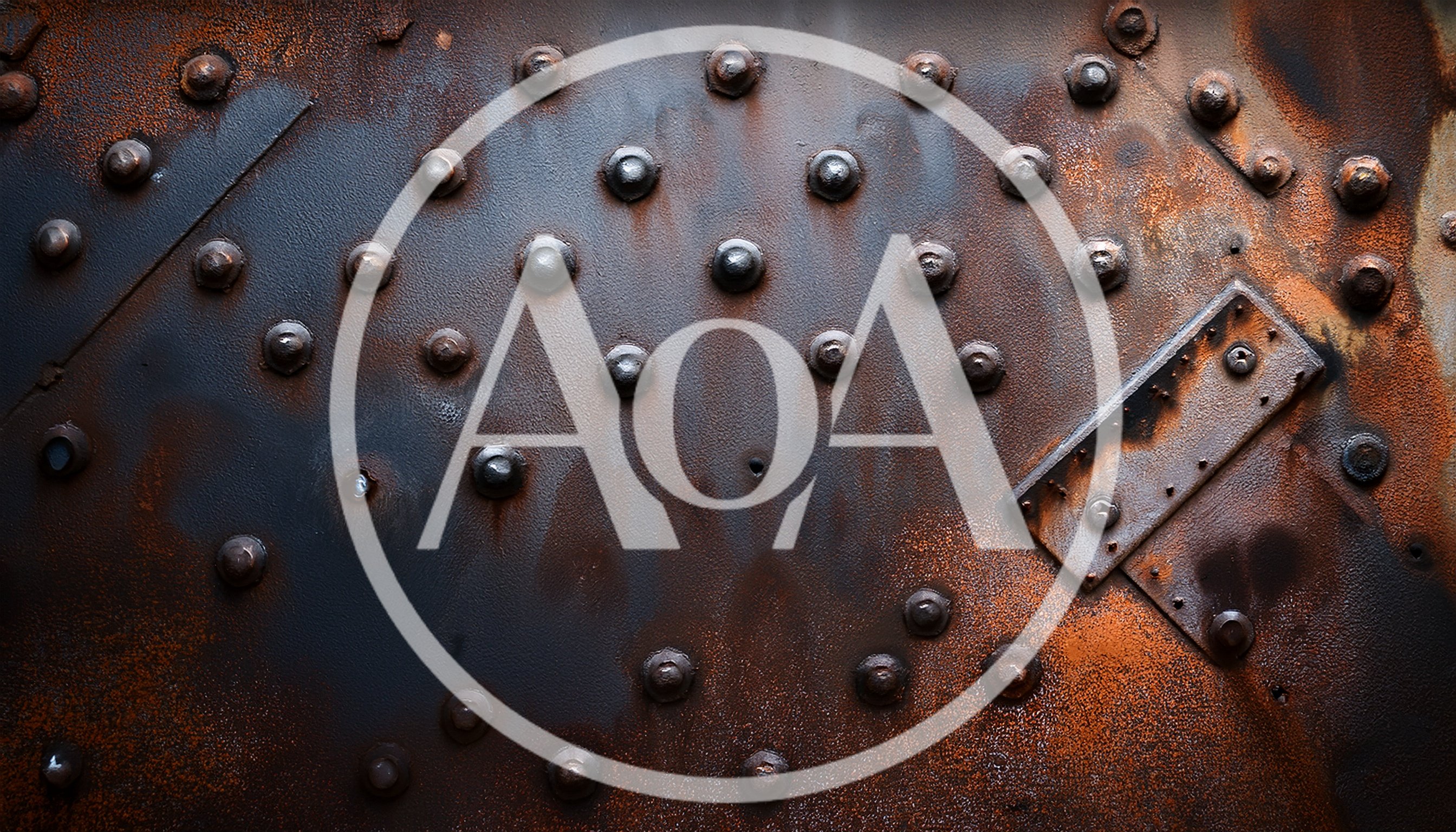 Weathered Industrial Metal Plate With Rivets