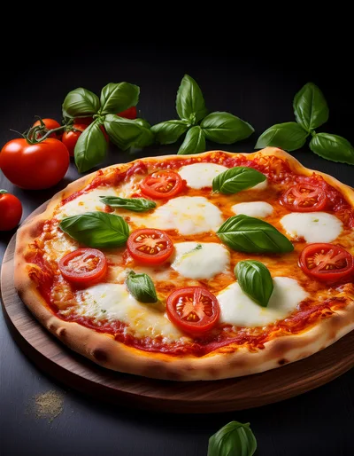 Fresh Margherita Pizza With Basil And Tomatoes