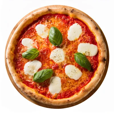 Fresh Margherita Pizza On A Wooden Board