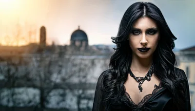 Portrait of a Gothic Woman with Dark Makeup